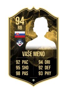 FutCard: Futbalový darček pre hráčov a fanúšikov –  Vlastná futbalová karta - Hráč Mesiaca Zlatá S23
